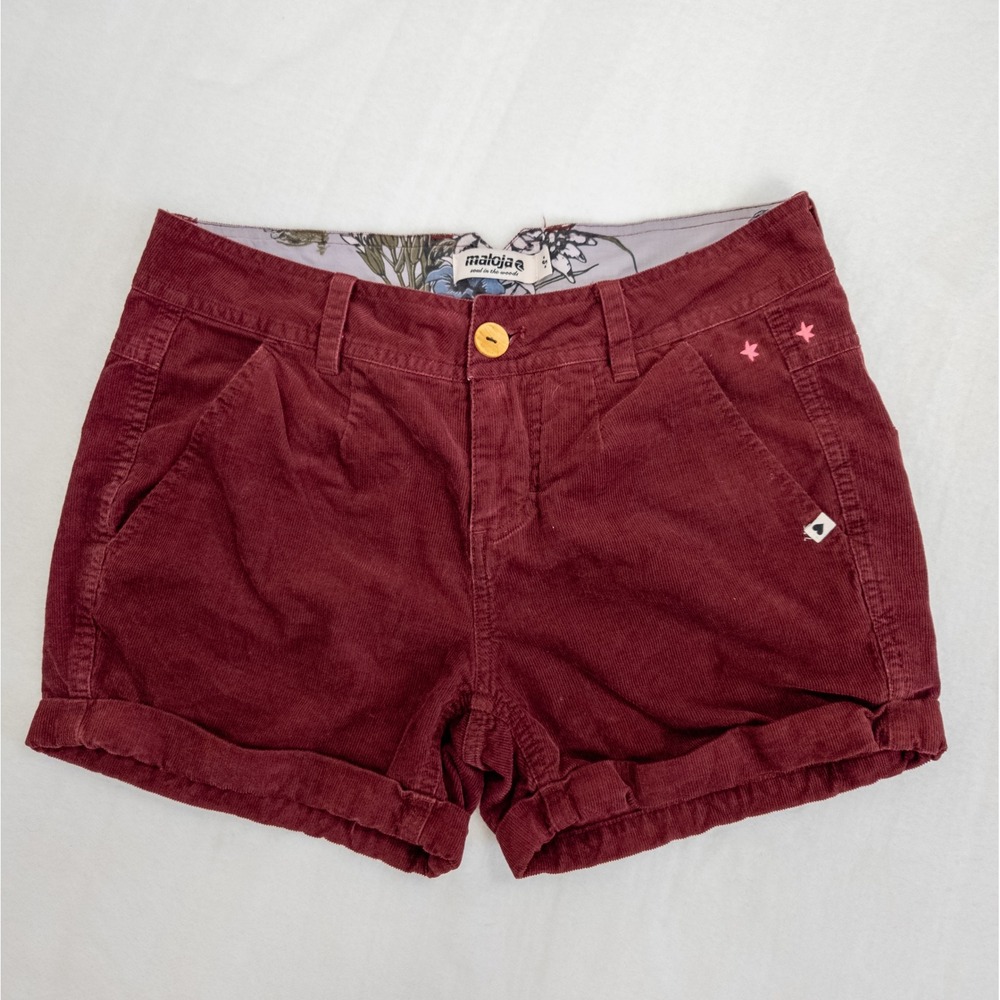 Indie Sleaze Red Corduroy Shorts - Rock &‎ Roll Embroidered Pockets - Women's S